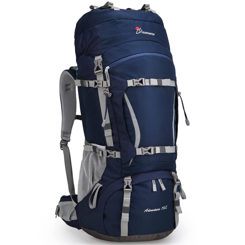 MOUNTAINTOP 70L Internal Frame Backpack Camping Backpacking Hiking Backpack for Men Women with Rain Cover,Sapphire Blue - Image 1